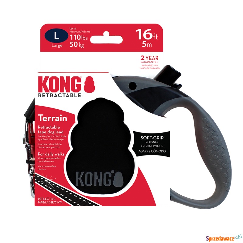 KONG Terrain zwijana smycz, czarna...