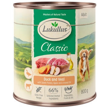 Megapakiet Lukullus Naturkost, 24 x  800 g - Kaczka i cielęcina (bez zbóż)