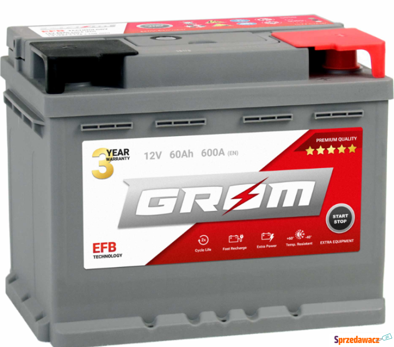 Akumulator 60Ah 600A GROM efb...