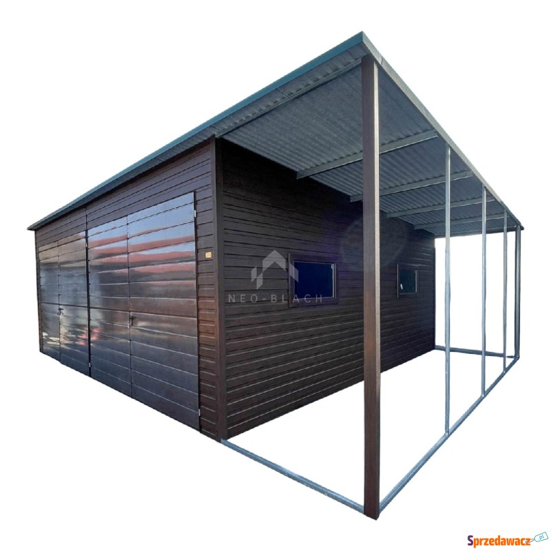 Garaż blaszany 7x6m wiata 1,6m 2x Brama dwusk... - Garaże i wiaty - Płock