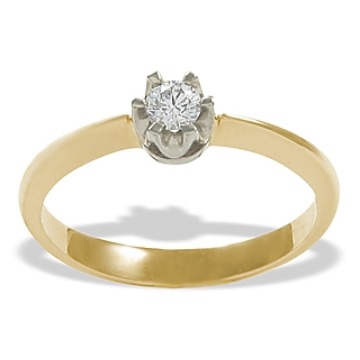 Pierścionek zaręczynowy z żółtego i białego złota z diamentem 0,12 ct wzór AP-1012ZB