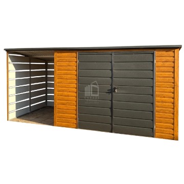 Schowek Domek Ogrodowy 3x2m + wiata 1,5m Brama dach ID962
