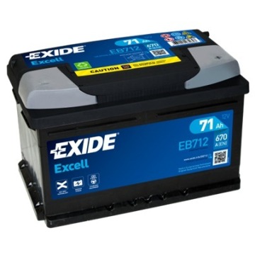 Akumulator Exide Excell 71Ah 670A EB712 en P+