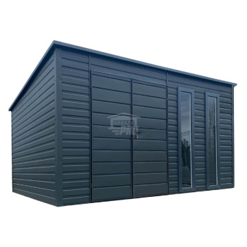 Schowek Domek Ogrodowy 4,5x3 Brama - 2x okno antracyt dach spad w tył GP560