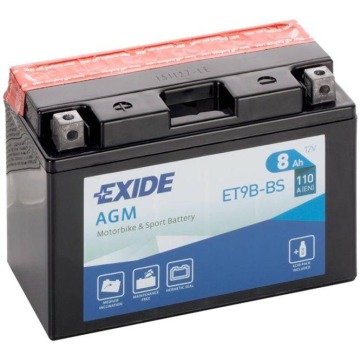 Akumulator motocyklowy Exide Et9b-bs Yt9b-bs 12V 8Ah 110A EN L+