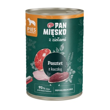 Megapakiet Pan Mięsko Dog, 36 x 400 g - Pasztet z kaczką