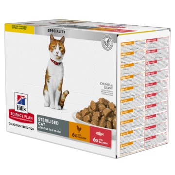 Hill's Science Plan Sterilised Cat Adult 1-6, kurczak - Karma mokra, 12 x 85 g, Young Adult Sterilis