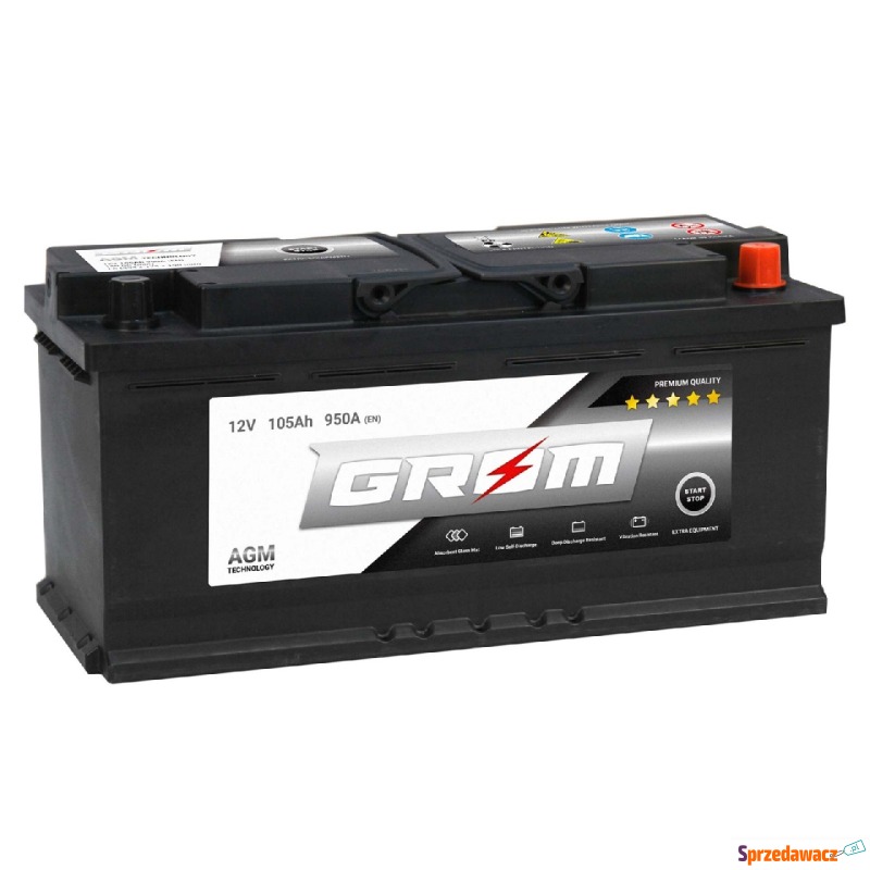 Akumulator GROM agm start &stop 105Ah 950A Prawy... - Akumulatory - Warszawa
