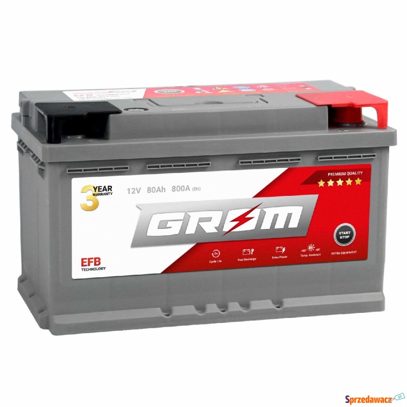 Akumulator GROM efb start&stop 80Ah 800A Prawy... - Akumulatory - Warszawa