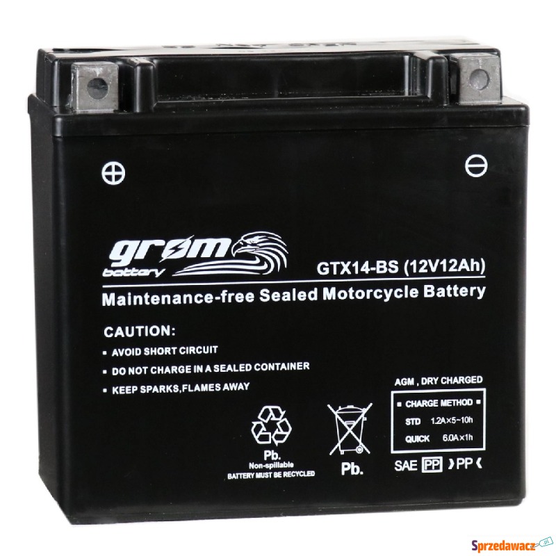 Akumulator motocyklowy Grom Gtx14-bs Ytx14-bs... - Układ elektryczny - Warszawa