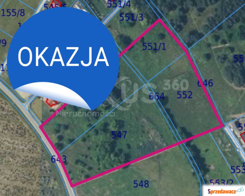 Działka budowlana Zawonia sprzedam, pow. 18 800 m2  (1.88ha)