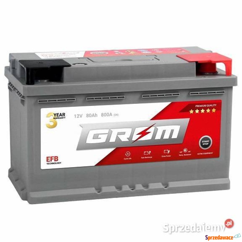 Akumulator 80Ah 730A GROM EFB prawy...