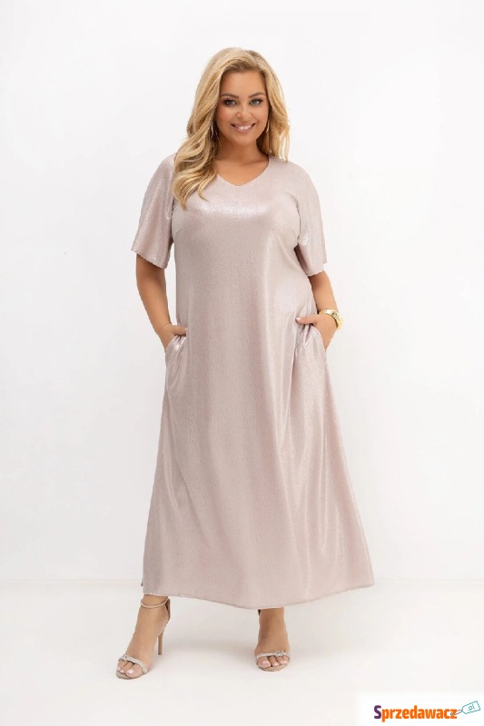 Wizytowa sukienka maxi Aurora szampański beż z... - Sukienki damskie - Legnica