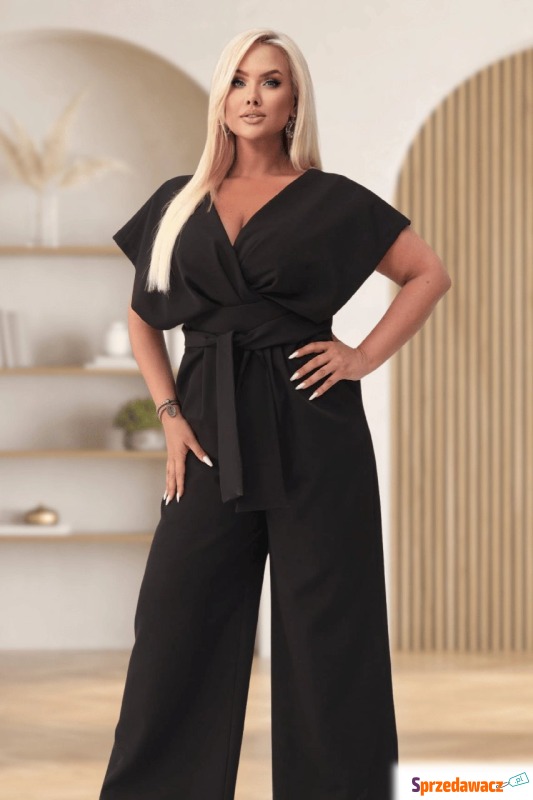 Elegancki czarny kombinezon Valentina XXL OVERSIZE... - Komplety damskie - Żyrardów