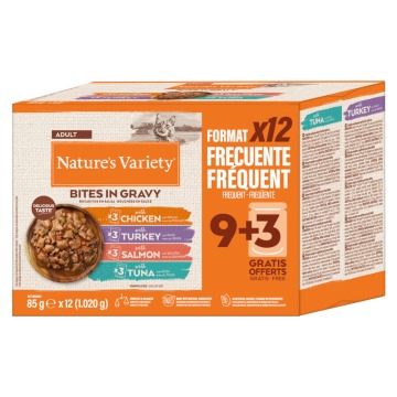 Korzystny pakiet Nature's Variety Bites w sosie, 48 x 85 g - Pakiet mieszany (4 smaki)