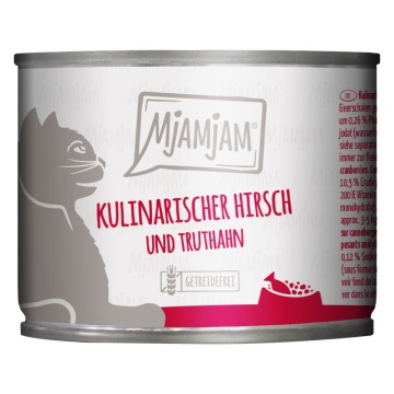 Korzystny pakiet MjAMjAM, 24 x 200 g - Kulinarny jeleń i indyk na świeżej żurawinie