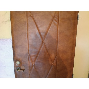 Drzwi retro PRL 205x85 cm z oryginalnym obiciem... - Drzwi, ościeżnice - Łódź - zdjęcie 2