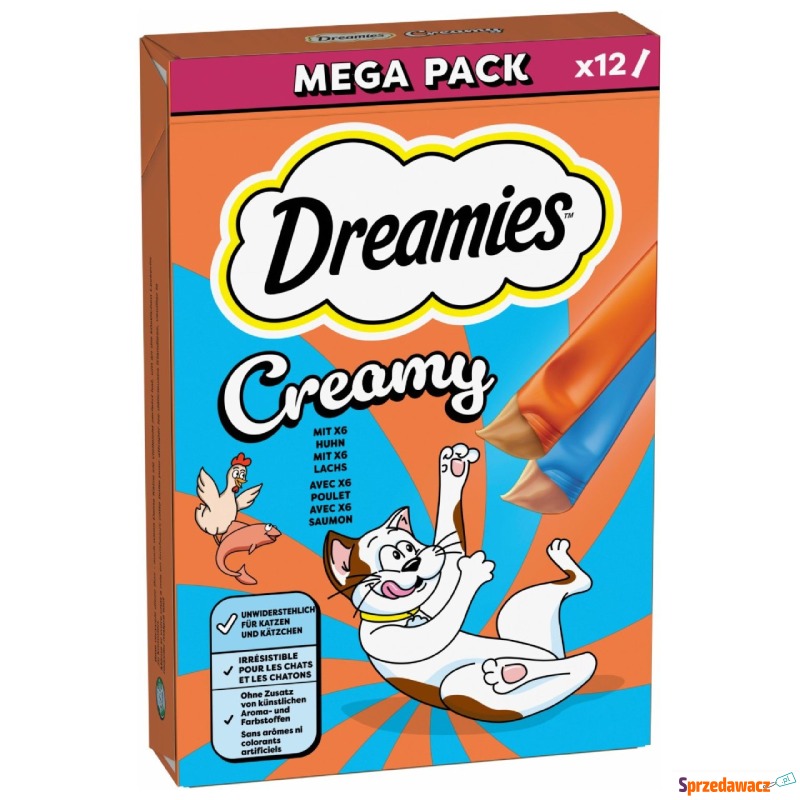 Dreamies Creamy Snacks, kurczak i łosoś - 84 x... - Przysmaki dla kotów - Kutno