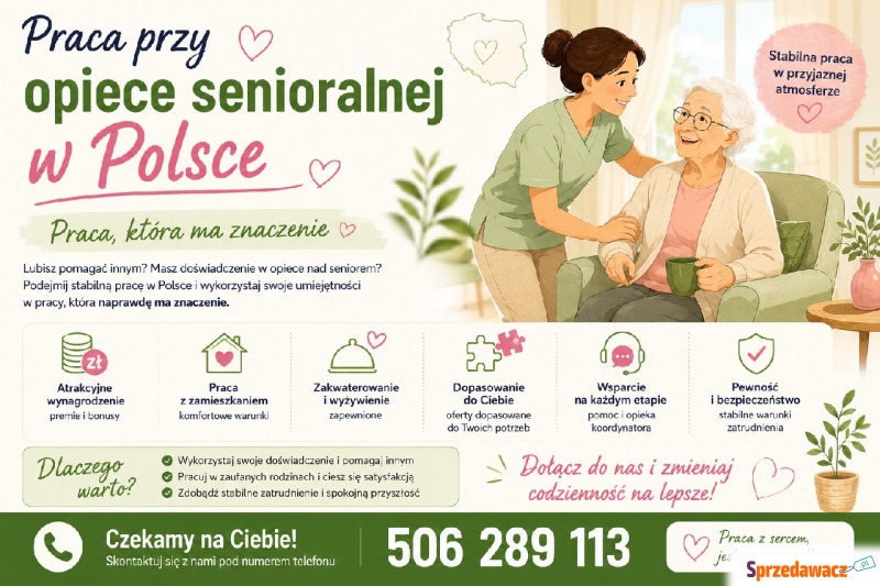 Praca w Polsce przy opiece - stabilne zatrudnienie - Opiekunki, nianie - Międzychód