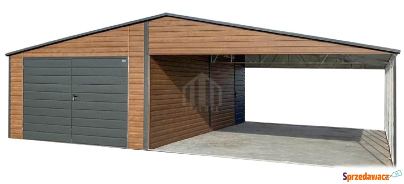 Garaż blaszany 4x6 m + wiata 6x6 m brama dwus... - Garaże i wiaty - Chodzież