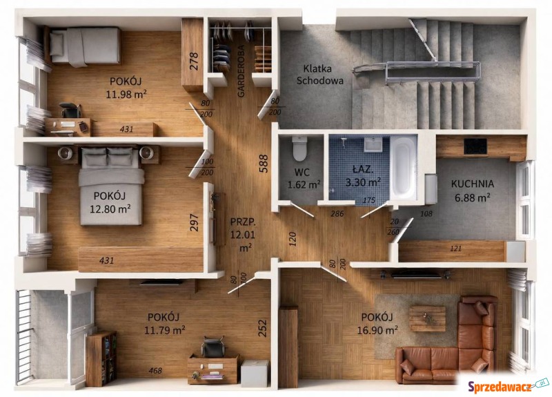 Mieszkanie na sprzedaż, 77.3m²,...