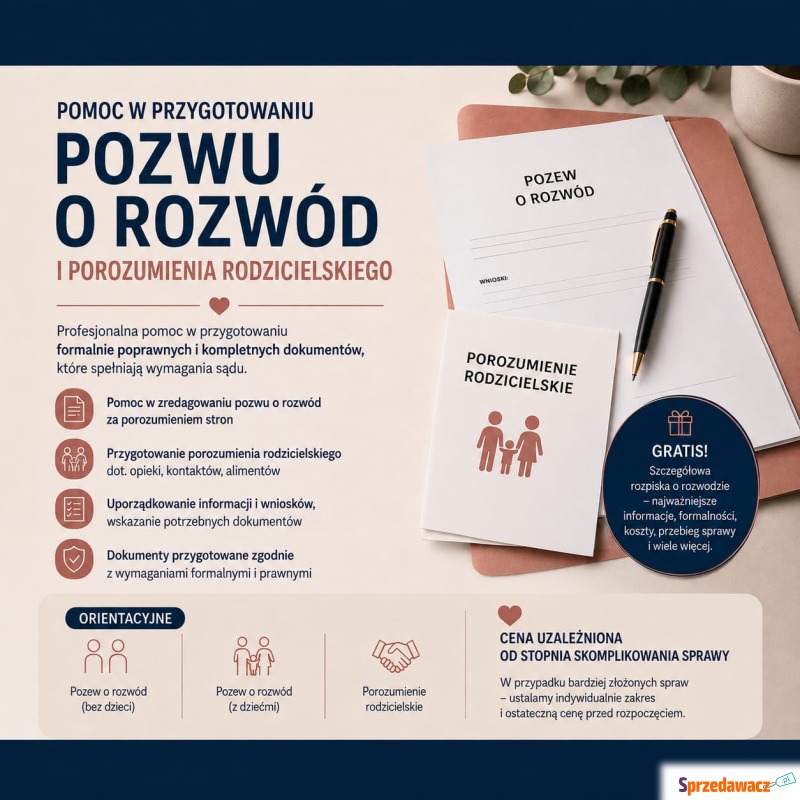 Pomoc w przygotowaniu pozwu rozwodowego i por... - Pozostałe usługi - Brwinów