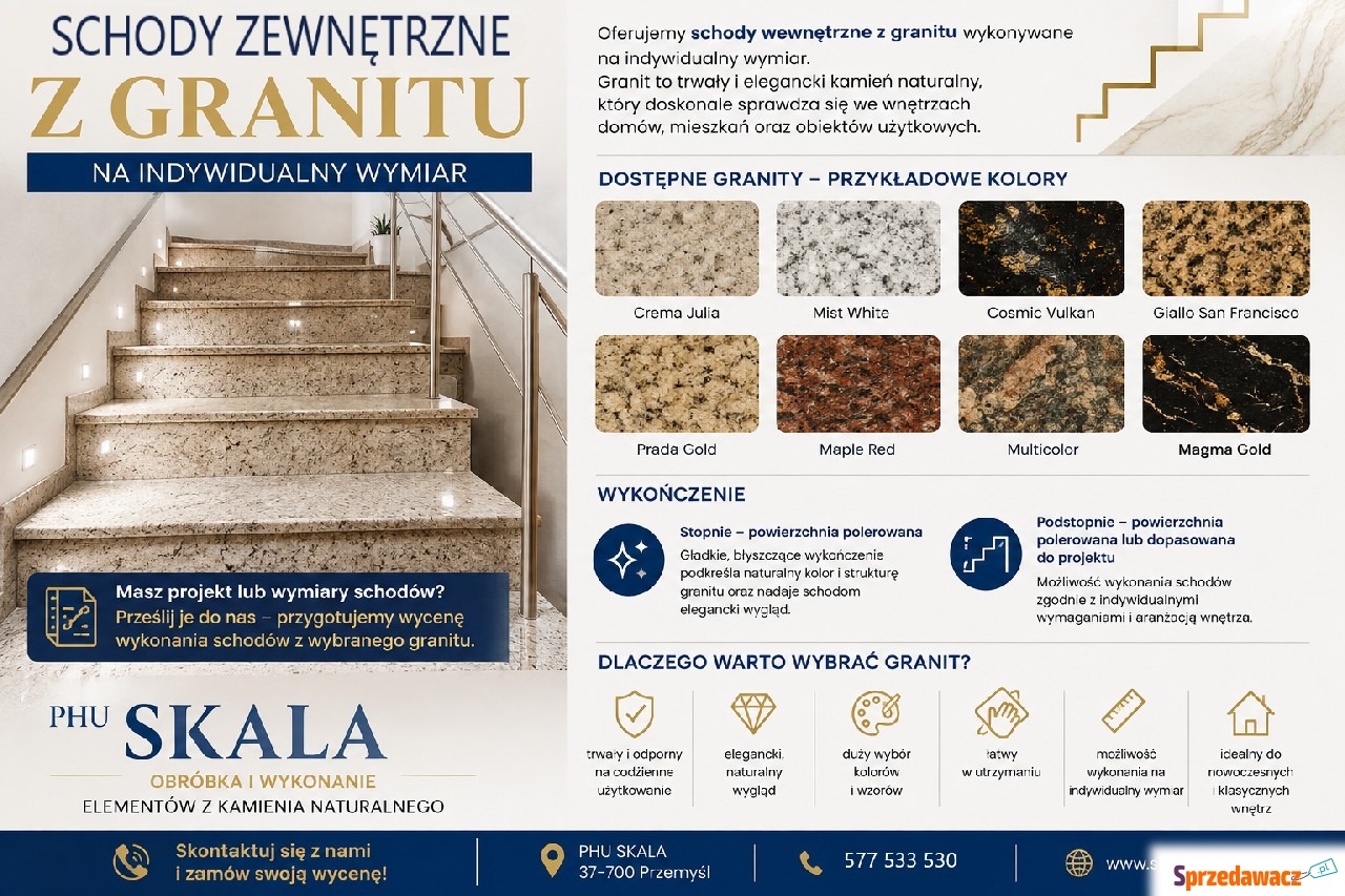 na wymiar schody zewnętrzne z granitu