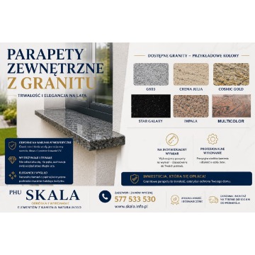 na wymiar parapety zewnętrzne z granitu