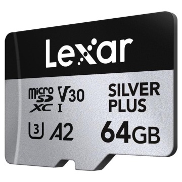 Lexar 64GB microSDXC Professional SILVER Plus UHS-I A2 V30 U3 4K