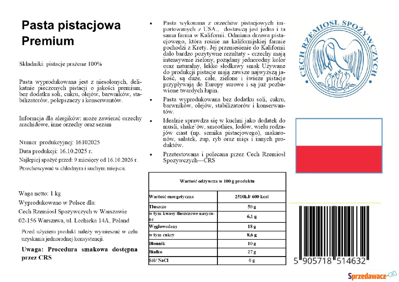Pasta PISTACJOWA 100% | bez cukru...