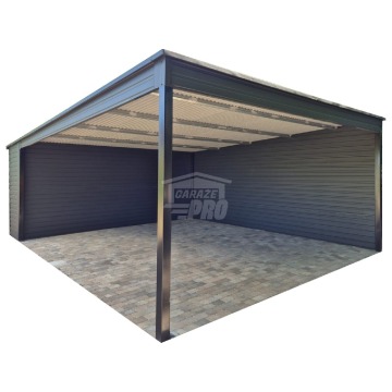 Wiata samochodowa CarPort 6x6 - rynna - dach spad w tył  GP662