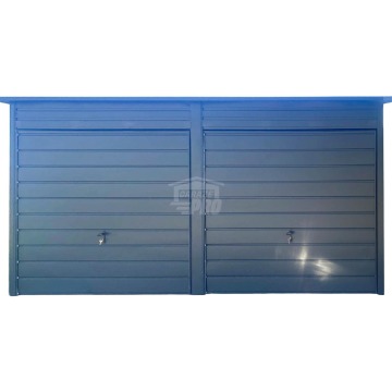 Garaż blaszany 6x6m - 2x brama - antracyt - dach spad w tył  GP680
