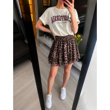 Spódniczka mini panterka w cętki falbanki S M L XL ��