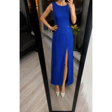 Lux Wear elegancka sukienka maxi kobaltowa chabrowa S 36 na wesele